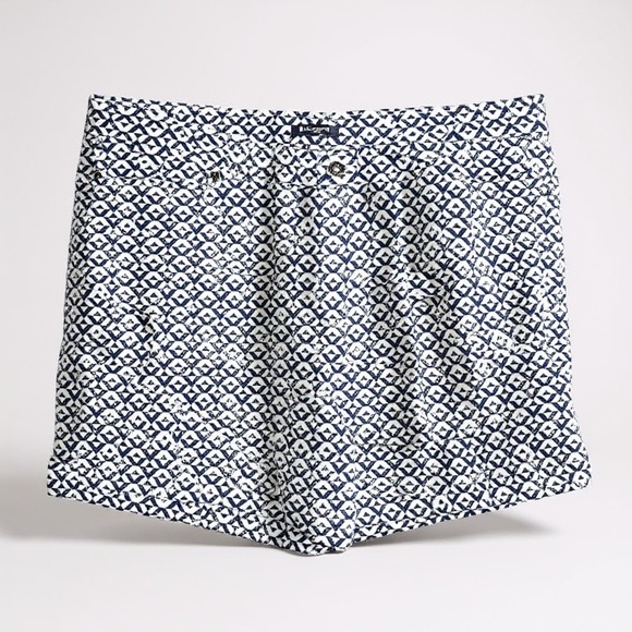 Architect Womens Geometric Print Shorts Size 20W Blue & White Cotton/Spandex - Picture 1 of 5